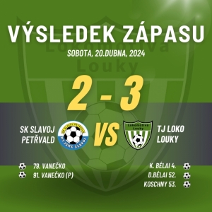 SK Slavoj Petřvald : TJ Lokomotiva Louky 2:3 (0:1)