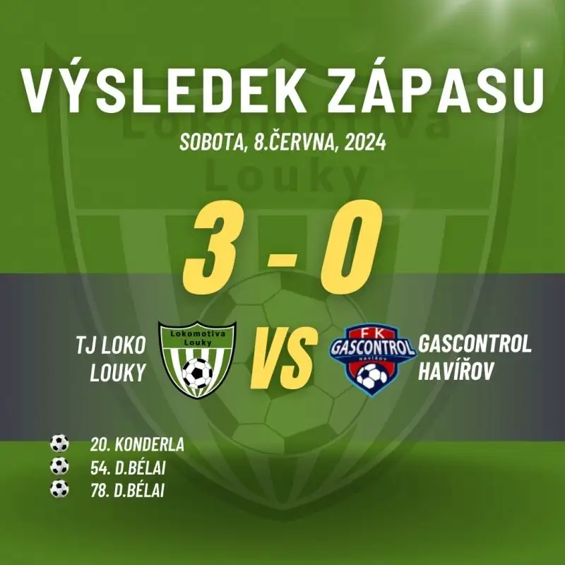 TJ Lokomotiva Louky : FK Gascontrol Havířov 3:0 (1:0)