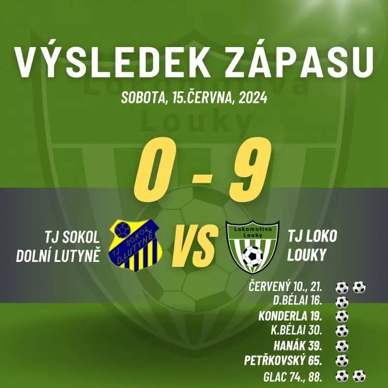 TJ Sokol Dolní Lutyně : TJ Lokomotiva Louky 0:9 (0:6)