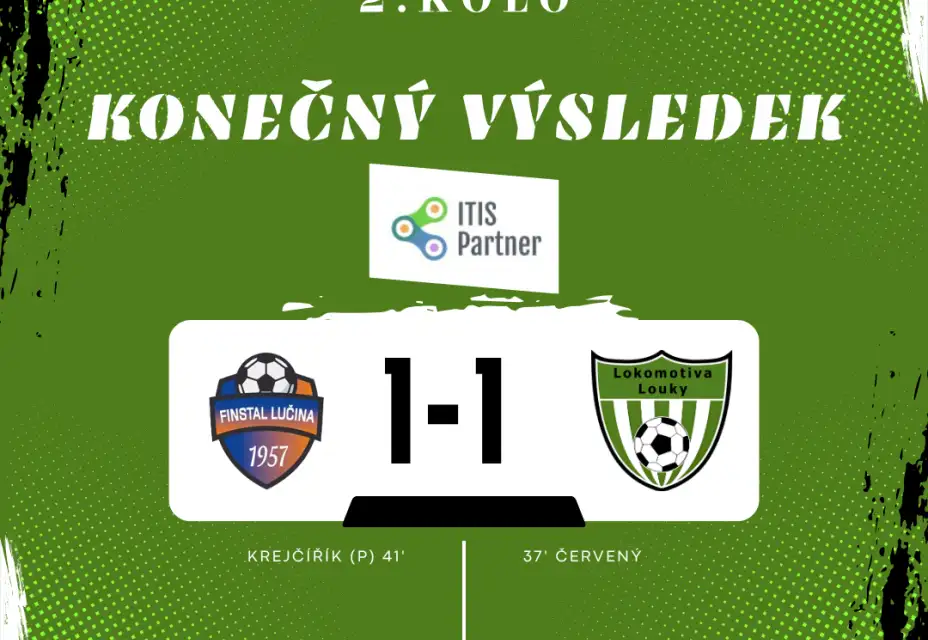 Vyrovnaný duel přinesl Loučanům druhou remízu v řadě, na gól Červeného dokázal ještě v první půlce z penalty odpovědět domácí Krejčiřík!