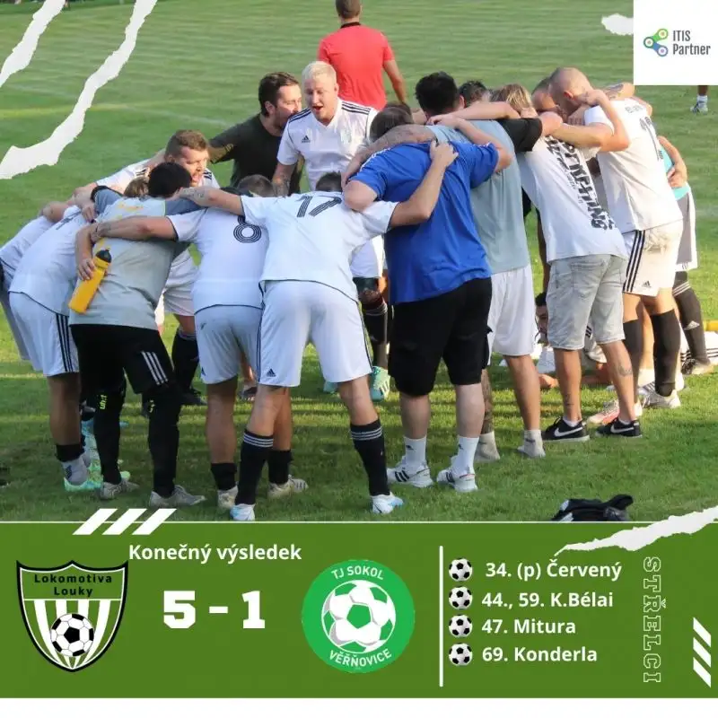 TJ Lokomotiva Louky : TJ Sokol Věřňovice B 5:1 (2:1)